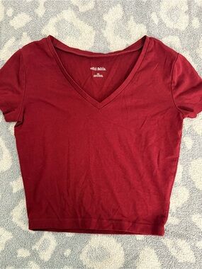 wild fable Burgundy V-Neck Crop Top